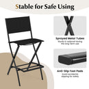 Folding Outdoor Bar Chair Set of 4 with Metal Frame and Footrest-Black