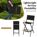 Folding Outdoor Bar Chair Set of 4 with Metal Frame and Footrest-Black