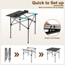 Folding Roll-up Aluminium Camping Table for 4-Black