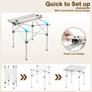 Folding Roll-up Aluminium Camping Table for 4-Silver