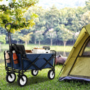Heavy Duty Camping Garden Cart With Adjustable Handle And Drink Holders-Navy