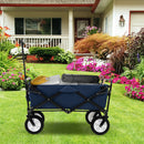Heavy Duty Camping Garden Cart With Adjustable Handle And Drink Holders-Navy