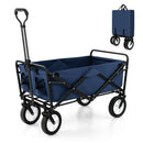 Heavy Duty Camping Garden Cart With Adjustable Handle And Drink Holders-Navy