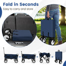Heavy Duty Camping Garden Cart With Adjustable Handle And Drink Holders-Navy