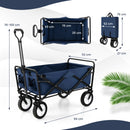 Heavy Duty Camping Garden Cart With Adjustable Handle And Drink Holders-Navy