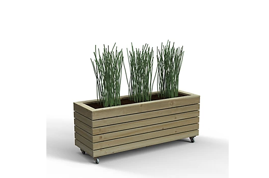 Forest Garden Linear Planter - Long with Wheels 49.6cm(h) x 120cm(w) x 40cm(d)