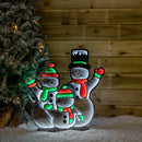 65cm Infinity Standing Snowmen Family on Metal Base with White, Red & Green LEDs