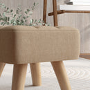 HOMCOM Grey Modern Footstool, Fabric Foot Rest With Rubber Wood Legs