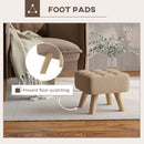 HOMCOM Grey Modern Footstool, Fabric Foot Rest With Rubber Wood Legs