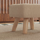 HOMCOM Grey Modern Footstool, Fabric Foot Rest With Rubber Wood Legs
