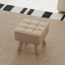 HOMCOM Grey Modern Footstool, Fabric Foot Rest With Rubber Wood Legs