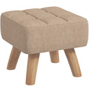 HOMCOM Grey Modern Footstool, Fabric Foot Rest With Rubber Wood Legs