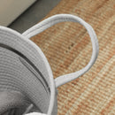 HOMCOM 36L Cotton Rope Laundry Basket With Handles For Pillows Clothes Grey/Cream