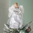 30cm White & Silver Christmas Tree Top Fairy Angel House Decoration Ornament