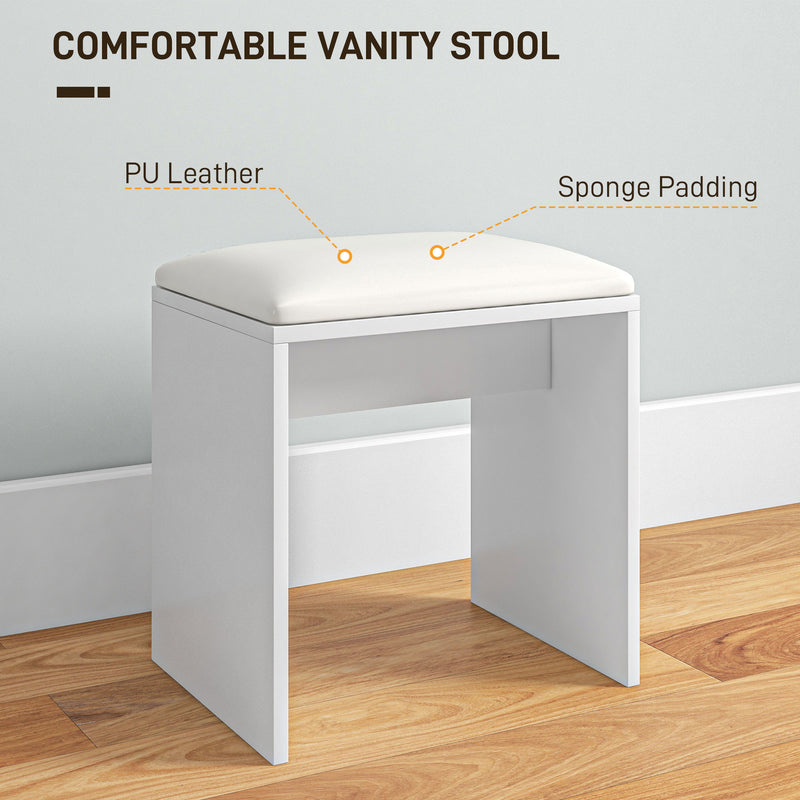 HOMCOM Dressing Table with Mirror and Stool, Makeup Desk for Bedroom, White