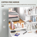HOMCOM Dressing Table With Mirror And Stool, Makeup Desk For Bedroom, White