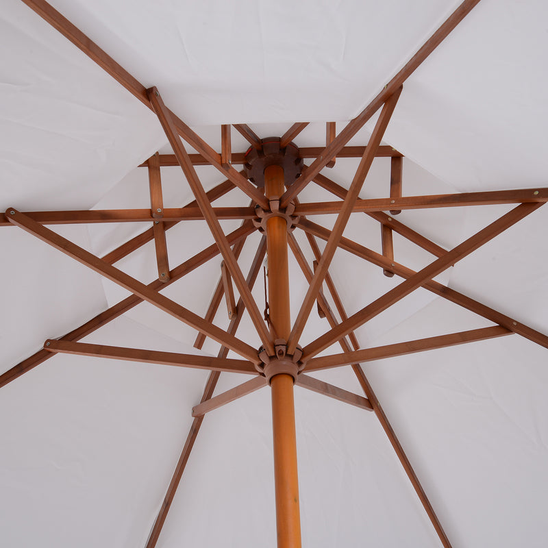 Outsunny Garden Wood Patio Parasol Sun Shade Outdoor Umbrella Canopy Cream