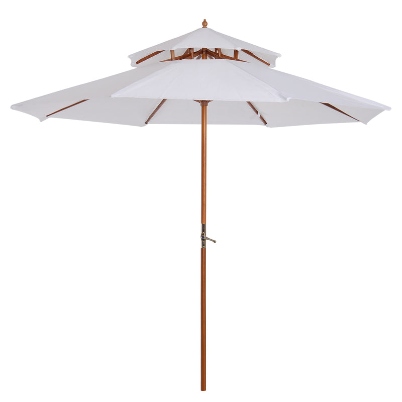 Outsunny Garden Wood Patio Parasol Sun Shade Outdoor Umbrella Canopy Cream