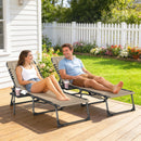 Outsunny Folding Sun Loungers With 5-Level Back, Cup Holder, Beige
