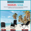 Set Of 2 Luxury Padded Multi Position Zero Gravity Garden Relaxer Chair Lounger In All Black