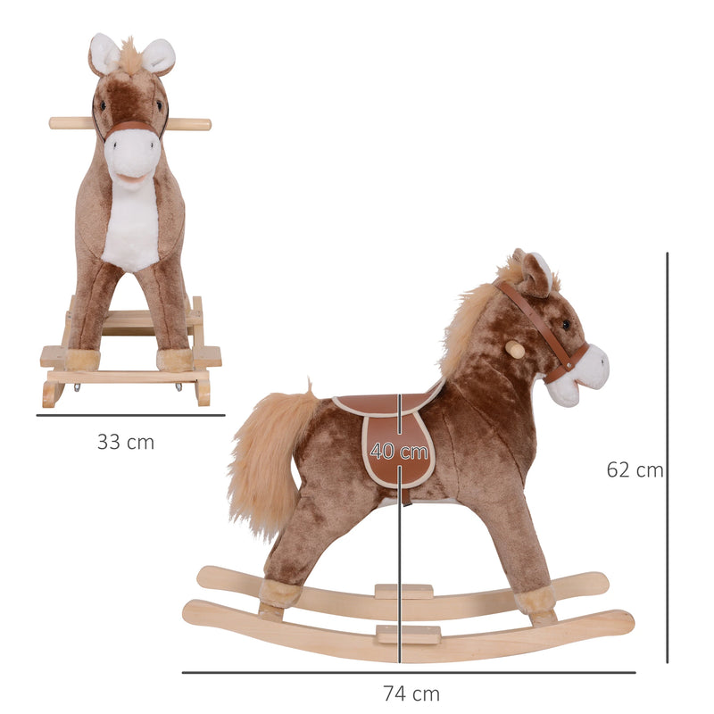 HOMCOM Children's Rocking Horse - Brown and White