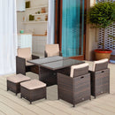 Outsunny Rattan Dining Set 9 Piece - Brown