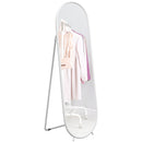 HOMCOM Oval Full Length Mirror With Metal Frame Hanging Or Leaning White