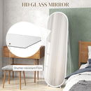 HOMCOM Oval Full Length Mirror With Metal Frame Hanging Or Leaning White