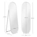 HOMCOM Oval Full Length Mirror With Metal Frame Hanging Or Leaning White