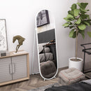 HOMCOM Oval Full Length Mirror With Metal Frame Hanging Or Leaning White
