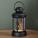 18cm Battery Operated LED Christmas Glitter Water Spinner Black Lantern Dog & Tree Scene