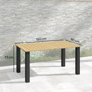 Outsunny Garden Table with Parasol Hole, Slatted Metal Tabletop, Brown