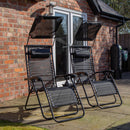 Multi Position Garden Gravity Relaxer Chair Sun Lounger with Sun Canopy in Black