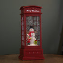 25cm Battery Operated Light up Christmas Phone Box Water Spinner with Snowman Scene & LEDs