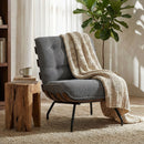HOMCOM Accent Chair, Reading Chair With Spring Cushion, Dark Grey