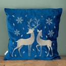 45 x 45cm Soft Fabric Christmas Reindeer Chair Cushion in Sapphire Blue