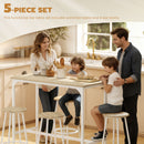 HOMCOM 5 Piece Bar Table And Stools Set With Metal Frame Natural Wood