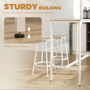 HOMCOM 5 Piece Bar Table And Stools Set With Metal Frame Natural Wood