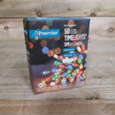 5m Battery Operated Christmas String Lights with 50 Multi-Coloured LEDs on Clear Cable