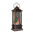 28cm Battery Powered Light up Antique Lantern Christmas Water Spinner with Snowy Gonk Scene