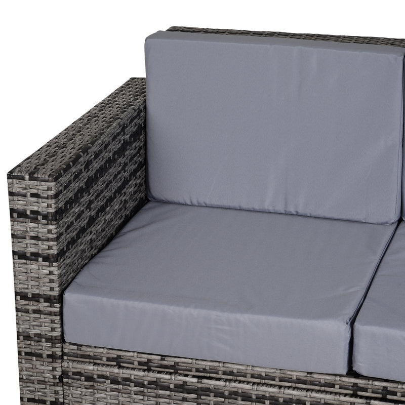 Outsunny Rattan Wicker 2-seat Sofa Loveseat Padded Garden Furniture Brown