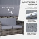 Outsunny Rattan Wicker 2-seat Sofa Loveseat Padded Garden Furniture Brown