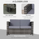 Outsunny Rattan Wicker 2-seat Sofa Loveseat Padded Garden Furniture Brown