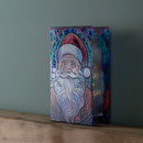 21cm Battery Operated Double Sided Stained Glass Santa Decoration with LEDs