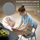 HOMCOM Folding Chairs Set of 4, Foldable Chairs with Cushions, Light Grey