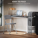 HOMCOM Folding Chairs Set of 4, Foldable Chairs with Cushions, Light Grey