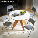 HOMCOM Folding Chairs Set of 4, Foldable Chairs with Cushions, Light Grey