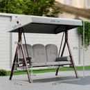Outsunny 3 Seater Garden Swing Chair, Light Grey