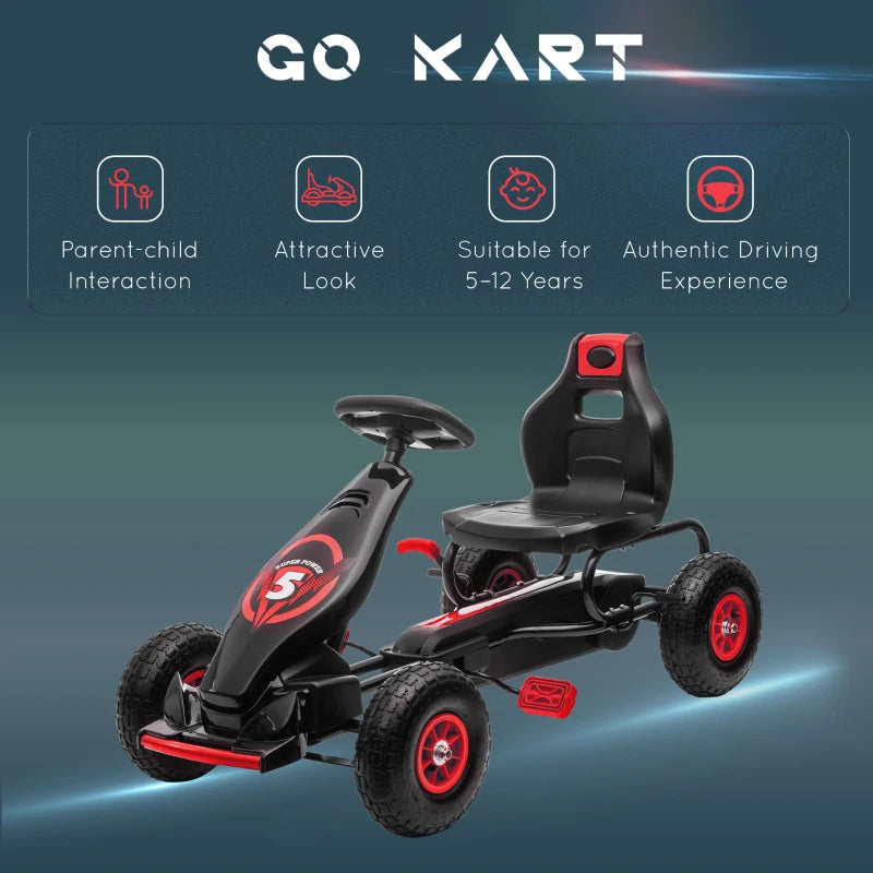 HOMCOM Children Pedal Go Kart  Ages 5-12 Years Old, Red