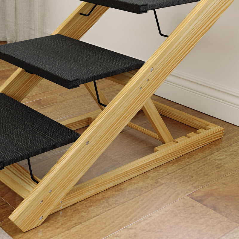 PawHut Dog Steps Dog Ramp, 4-Step Adjustable Height Pet Stairs for Large Dogs